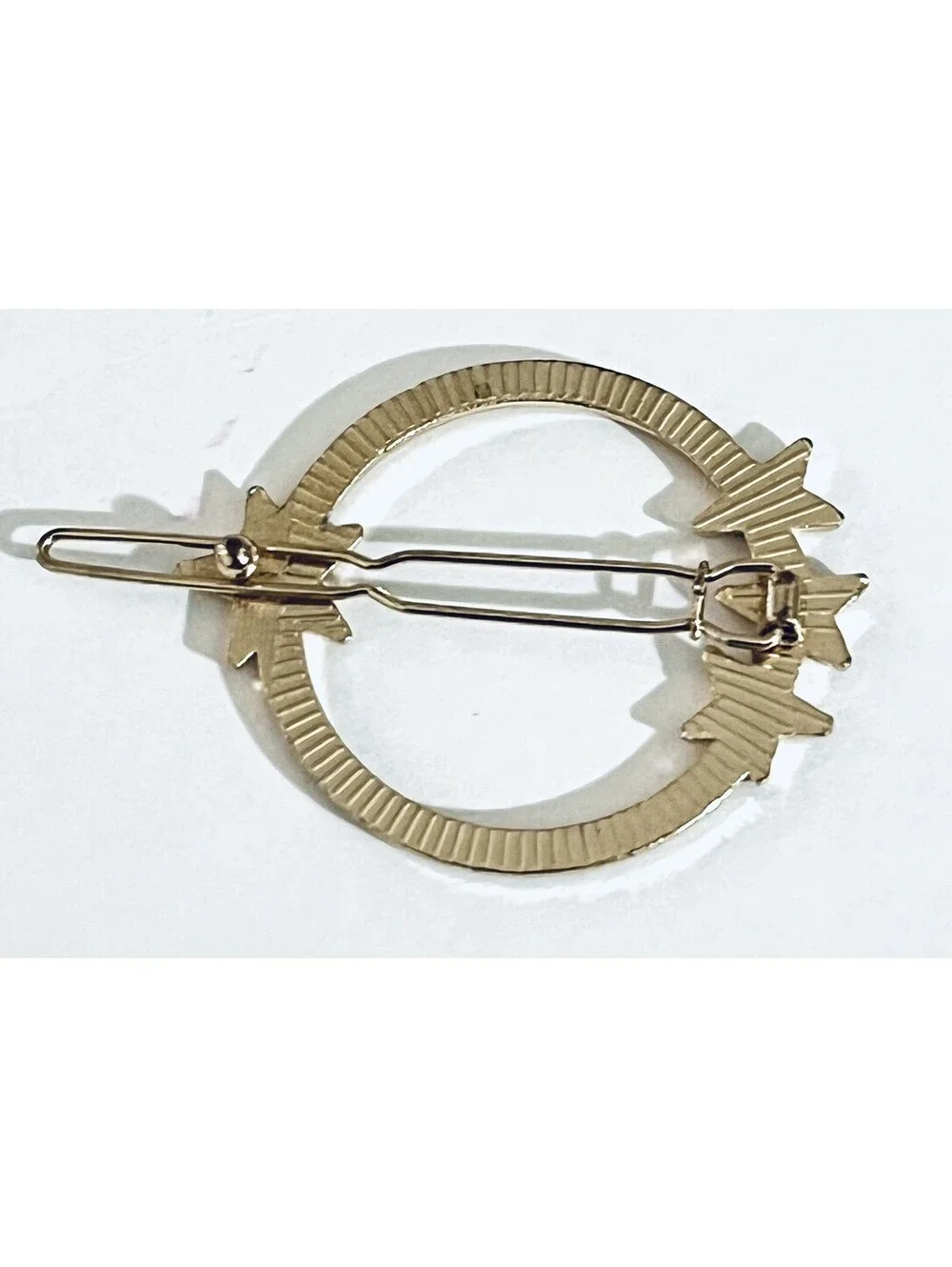 Gold Tone Hair Barrette Clip Set of 3 Moon Stars Lotus Geometric Circle